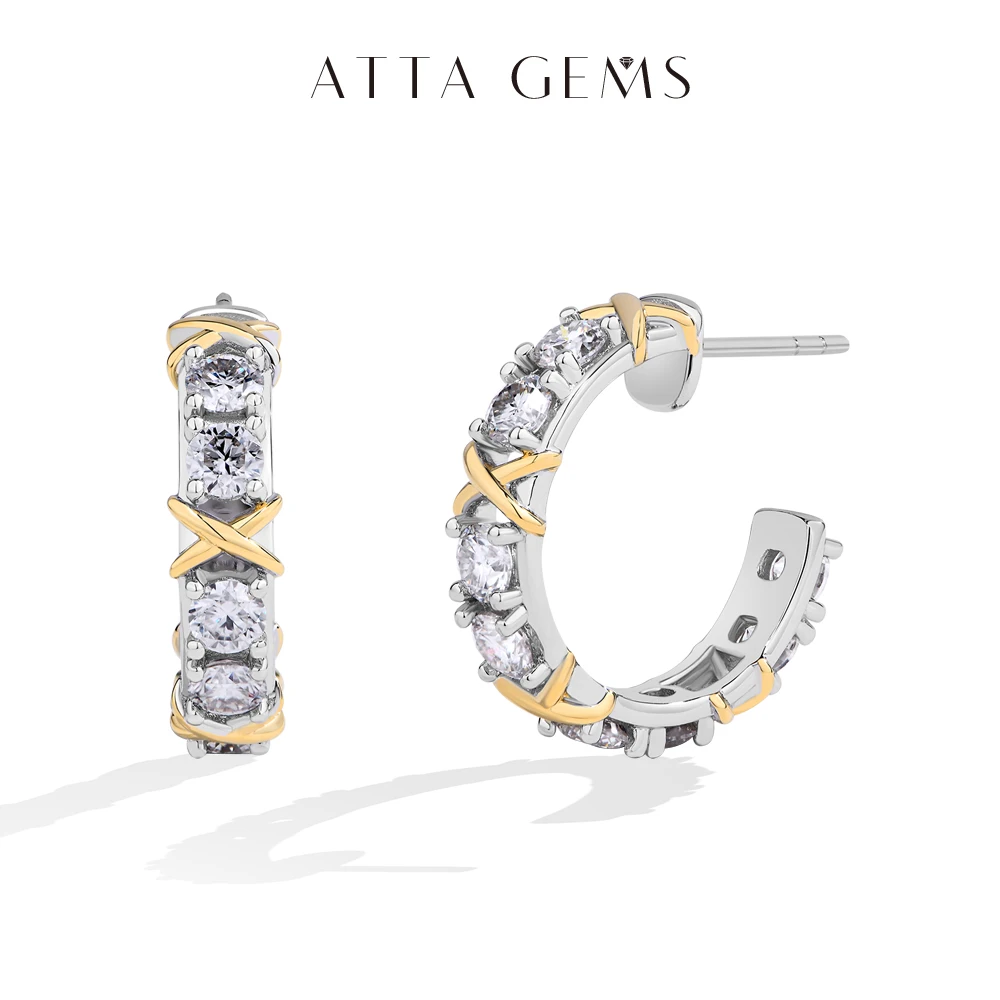 

ATTAGEMS Classic Moissanite Stud Earrings for Women D Color VVS1 Diamond 925 Silver White Gold Plated Wedding Bride Jewelry Gift