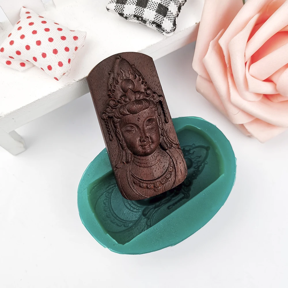 PRZY Mold Silicone Blessing Soap Amulet Buddha Fondant Cake Decoration DIY Moulds