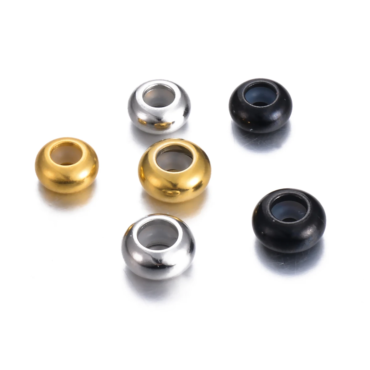 10 Stück/Set Edelstahl-Stopper-Clip-Perlen-Anhänger mit Gummi-Innenseite, geeignet für DIY-Charm-Armbänder und -Halsketten zur Schmuckherstellung. – Detail 8