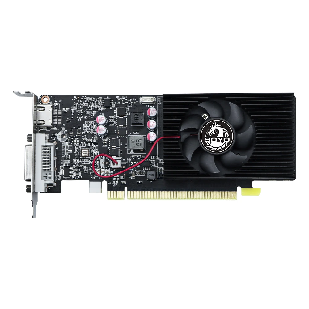 SOYO NVIDIA Geforce GT1030 2G Gaming Grafische Kaart GDDR5 64Bit PCIe 3.0x4 Videokaart HDMI-compatibel + DVI voor Desktop Computer
