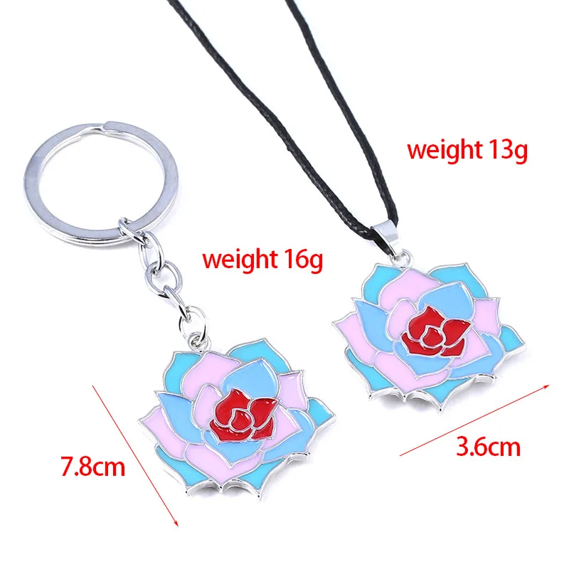 سلسلة مفاتيح ليلية للرجال والنساء ، قلادة زهرة الورد الأزرق ، حلقة مفاتيح تأثيري ، مجوهرات ، ملطخة بالدماء