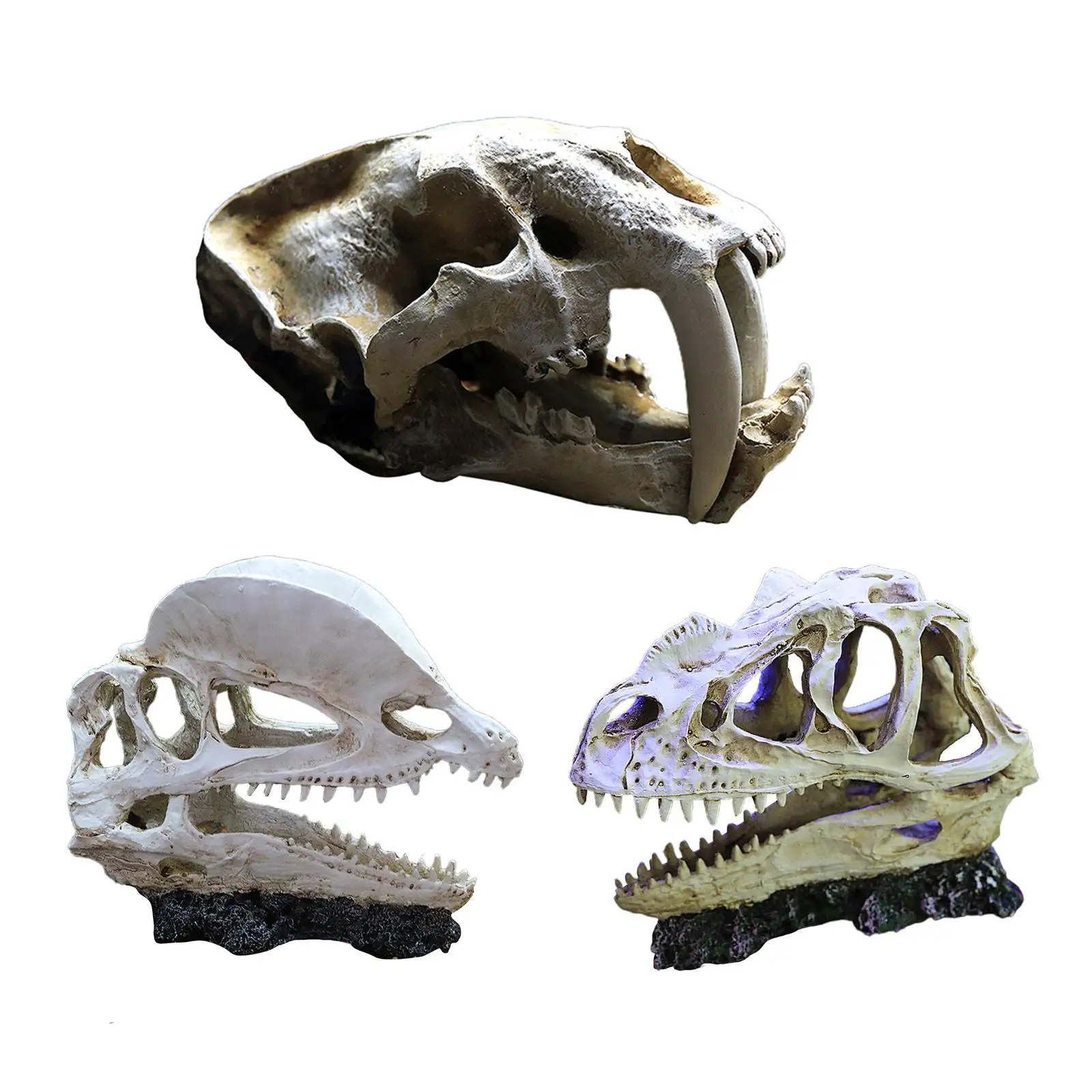 Aquarium Fish Tank Dinosaur Head Ornament Resin Crafts Halloween