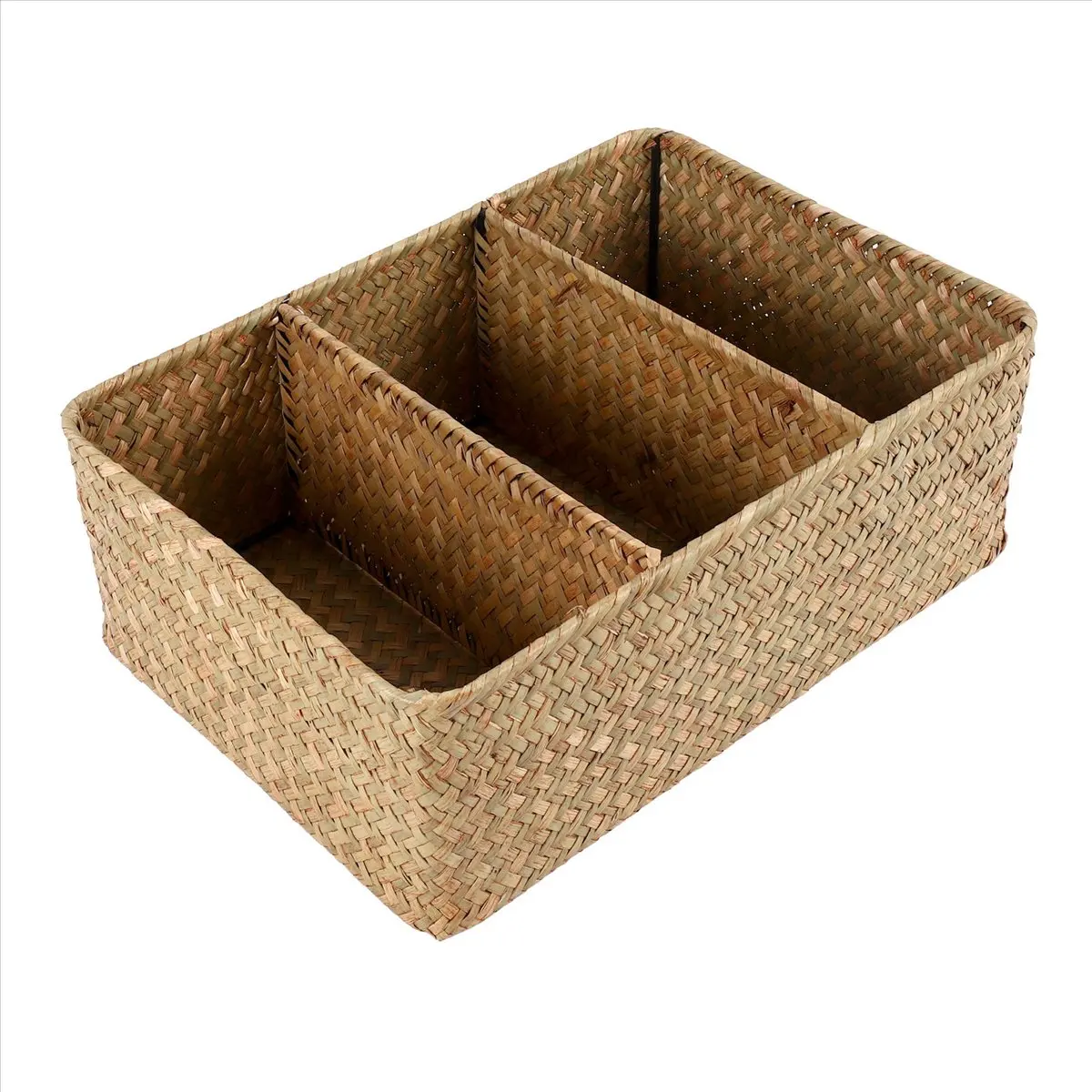✼3-Section Wicker Baskets for Shelves, Hand-Woven Seagrass Storage Baskets Toilet Paper Basket Large