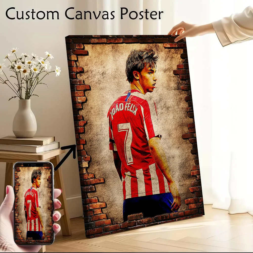 Joao Felix Canvas Poster Customizable Printed Canvas Painting Wall Art for Fans Gaming Room Decoration Aesthetic Wand Deko Home
