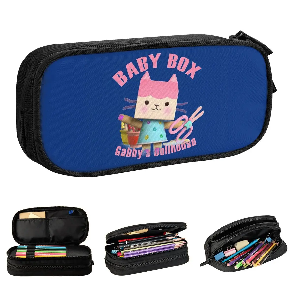 Cute Gabbys Dollhouse Family Cat Pencil Case Cute Kids Pencilcases Pen Box for Girls Boys Big Bag Office Gifts Stationery