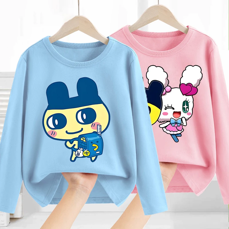 

Tamagotchi Long Sleeves Anime Cartoon Tops Kawaii Base Layer Shirt Boy Girl T-shirt Fashion Pullover Children Spring Clothes