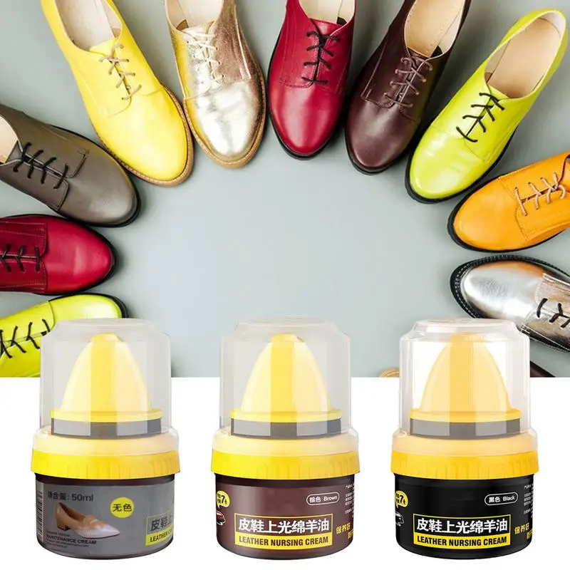 Leather Cream for Shoes Leather Balm Liquid Shoe Polish Shoe Care Shoe Cream with Brush for All Kind of shoes Leather Surfaces