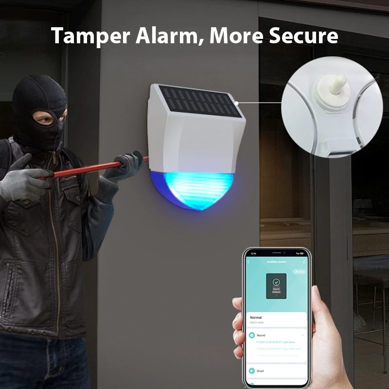 الطاقة الشمسية إنذار الصوت والضوء ، غير نافذ للمطر و Sunproof ، إنذار زيجبي ، 1Set