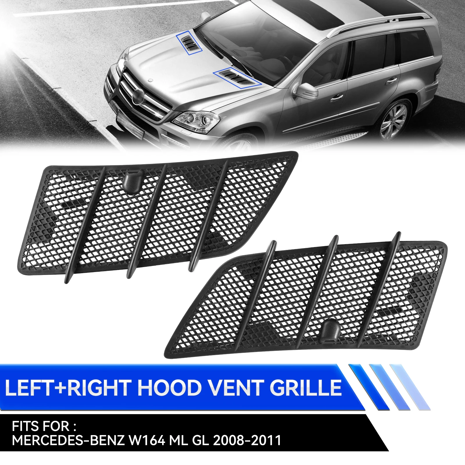 For Mercedes Benz W164 ML/GL-Class GL350 GL450 ML350 ML450 2006-2011 Car Hood Air Vent Hood Grille 1648804305 1648804405 Auto