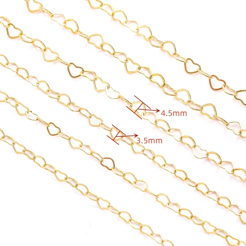 1 metres/strip KC gold/Rhodium heart shaped metal Chain for Jewelry Making DIY Necklace Chains Foot chain accessories Y10