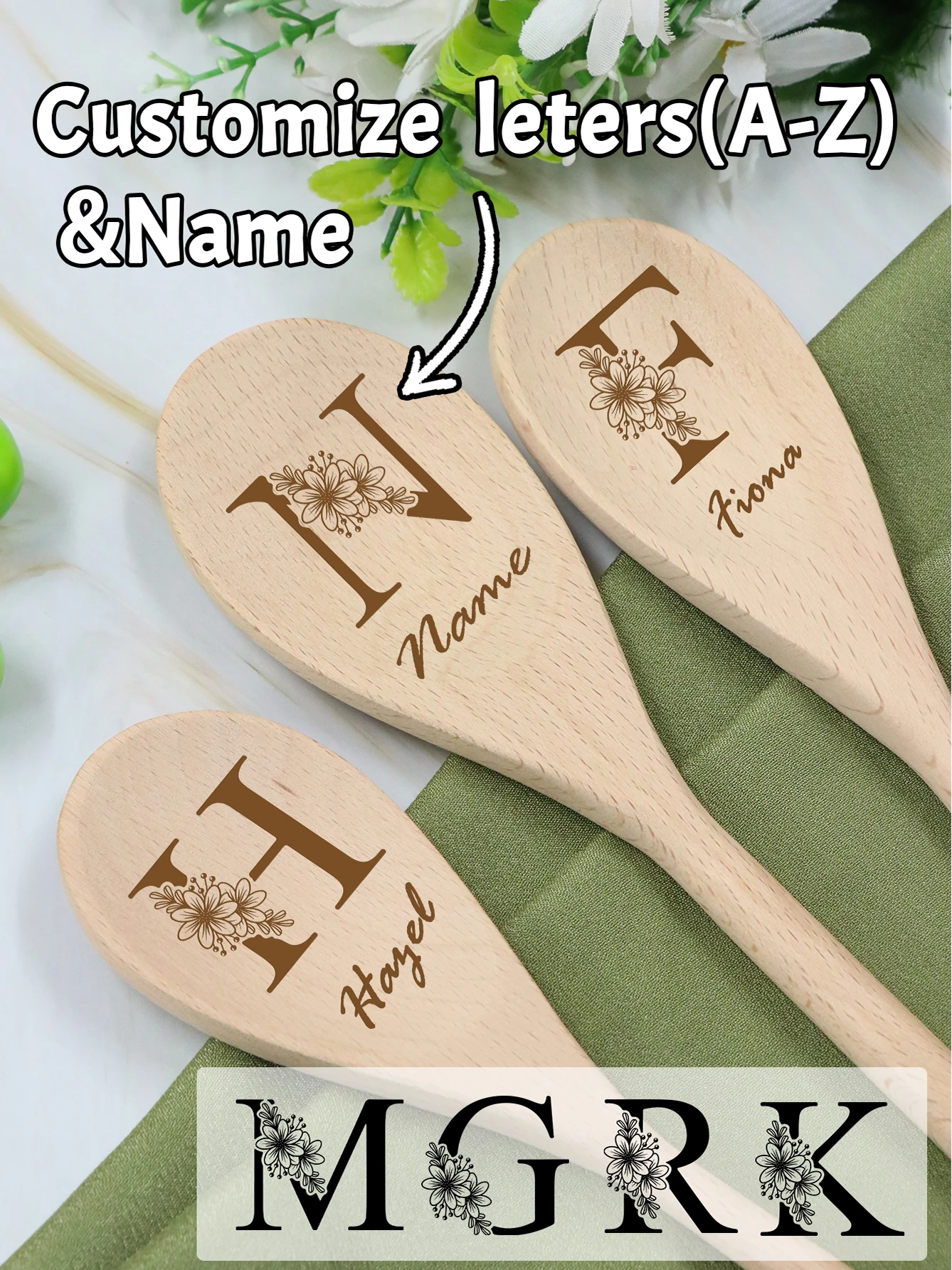 Custom Name Spoons, Personalized Wooden Spoons For Cooking, Customized Letters Soup Spoons, Customizable Teaspoons,