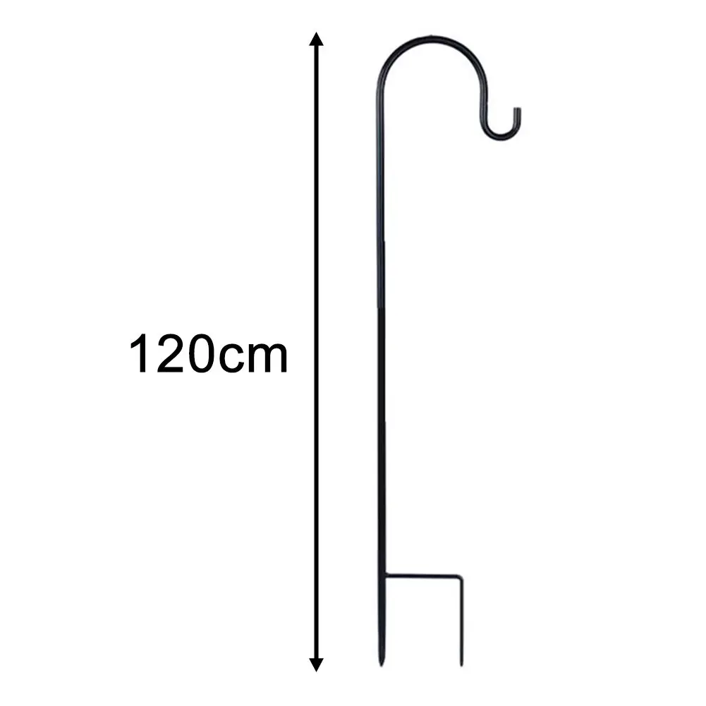 Iron Stake Shepherd Hooks Ganchos de jardim Luzes solares Lanternas Alimentador de pássaros Cestas de plantas Suporte de cabide para exterior