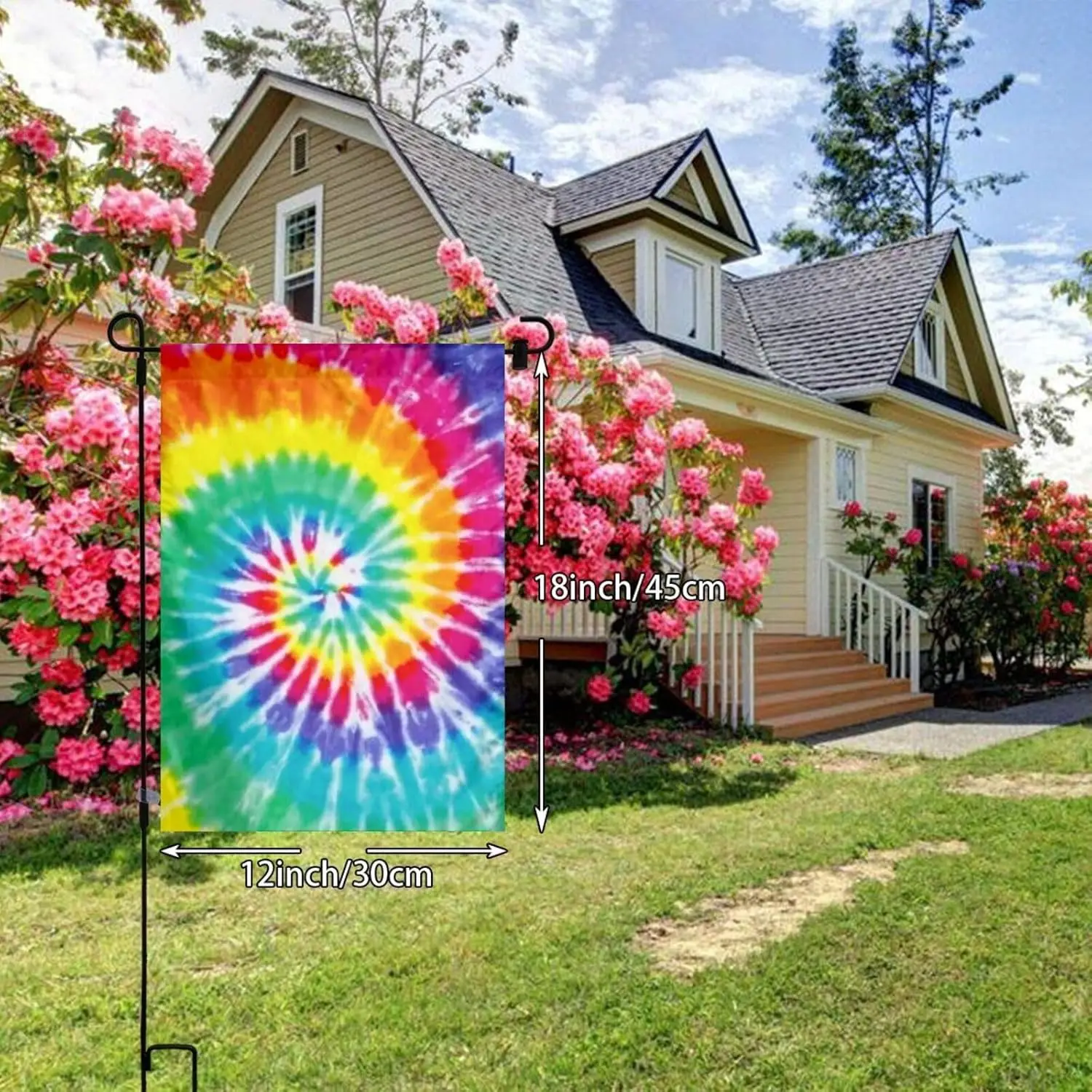 Rainbow Color Tie Dye Garden Flags 12 x 18 Inches Double Sided Welcome Banners Yard Flag for Outside Decor HJN ZZU