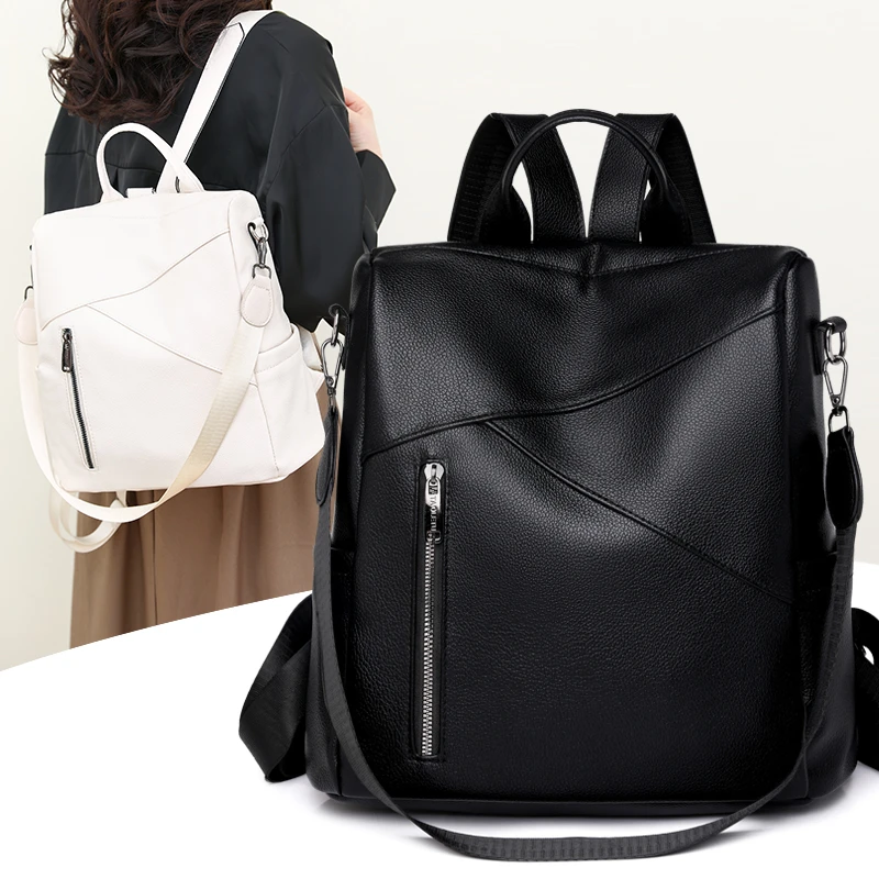 Soft leather anti-theft backpack for women in 2024, new fashionable and multifunctional mom's bag, versatile and large capacity