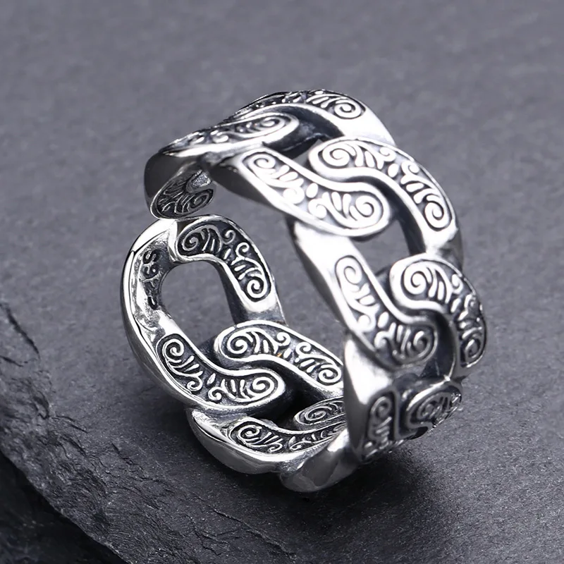 925 sterling silver vine braided ring for men and women live ring handmade thai silver retro distressed personalized jewelry