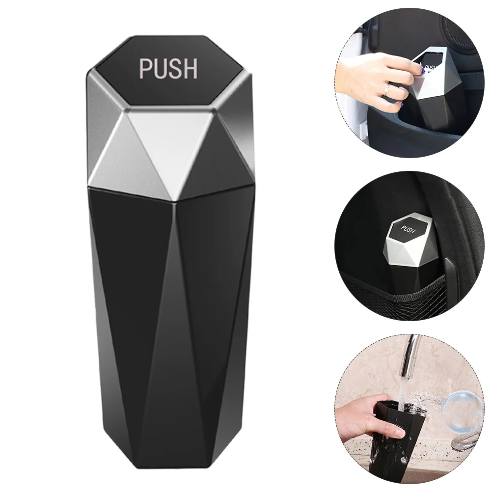 Bins with Lids Car Trash Can Garbage Cup Holder Portable Vehicle Storage Cooler Plastic Water Rack