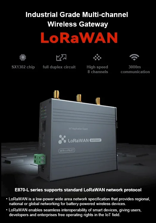 LoRaWAN-Passerelle extérieure IOT, SX1302, 27dBm, 3km, sans fil, GateOrganise, Half Duplex, Support, 4G, 868, 915mhz