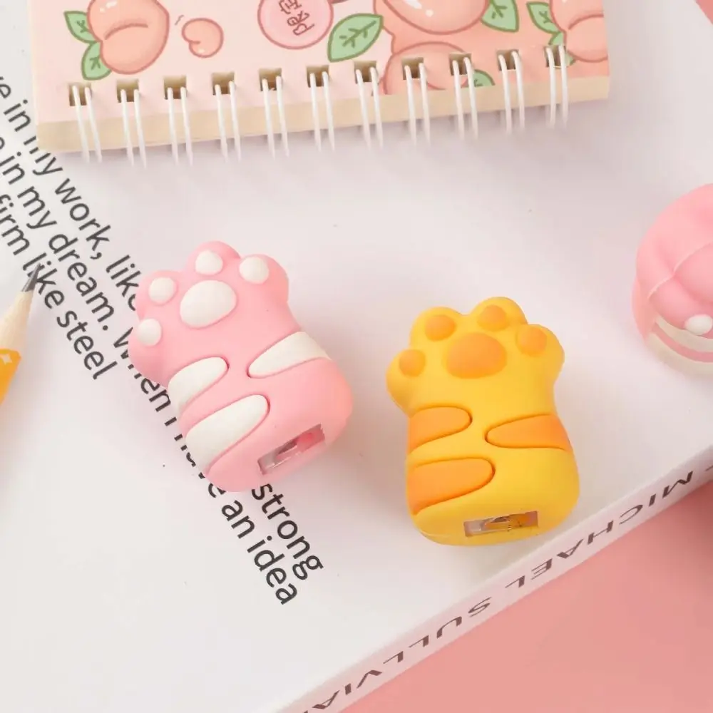 Mini Cat Paw Shaped Manual Pencil Sharpener Single Hole Drawing Pencil Cutting Tools Sketching Writing Pencil Cutter Stationery