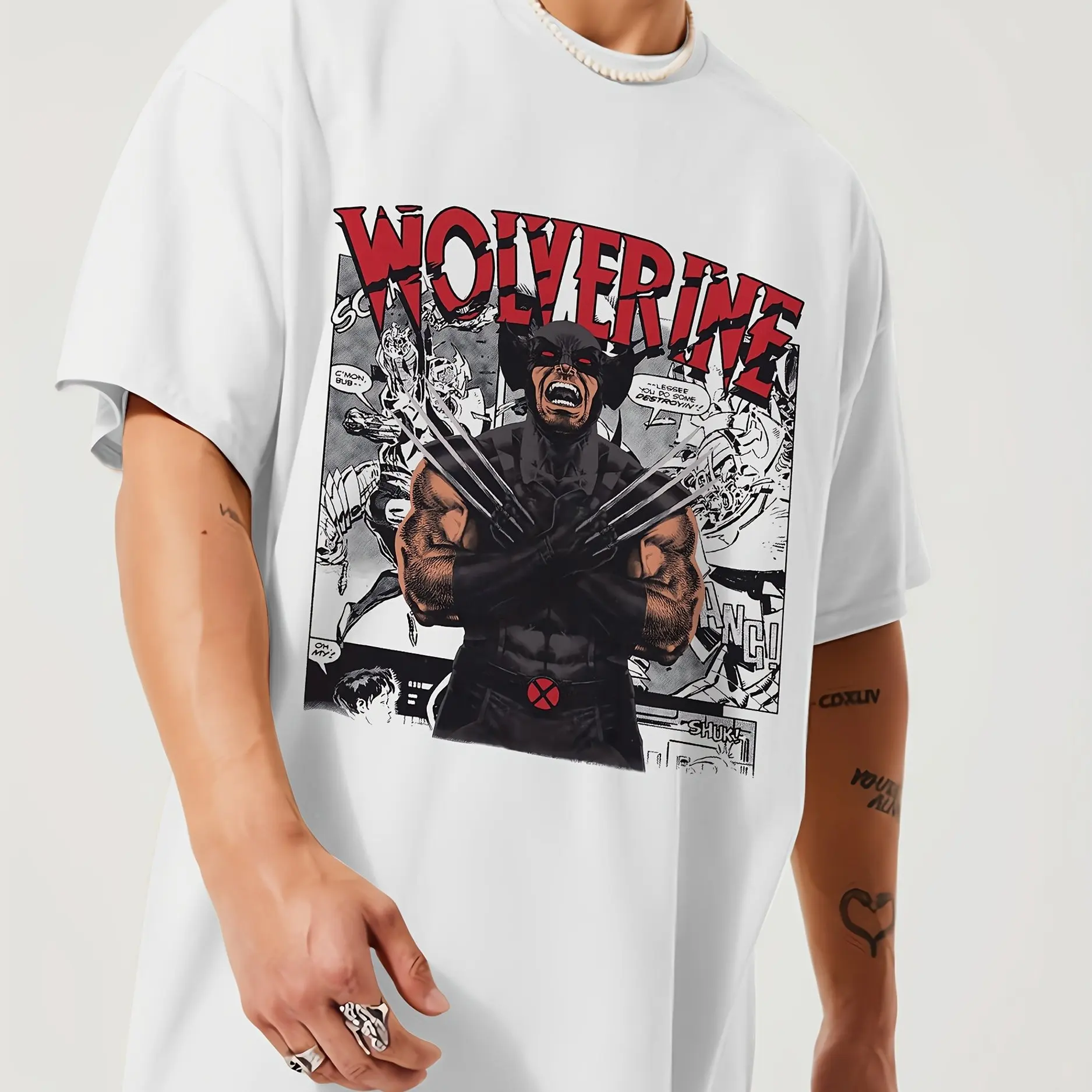 

Disney Marvel Wolverine Comic Style Summer T-Shirt Boy Girl Casual Sports Vintage Short Sleeve Comfortable Family Parent-Child