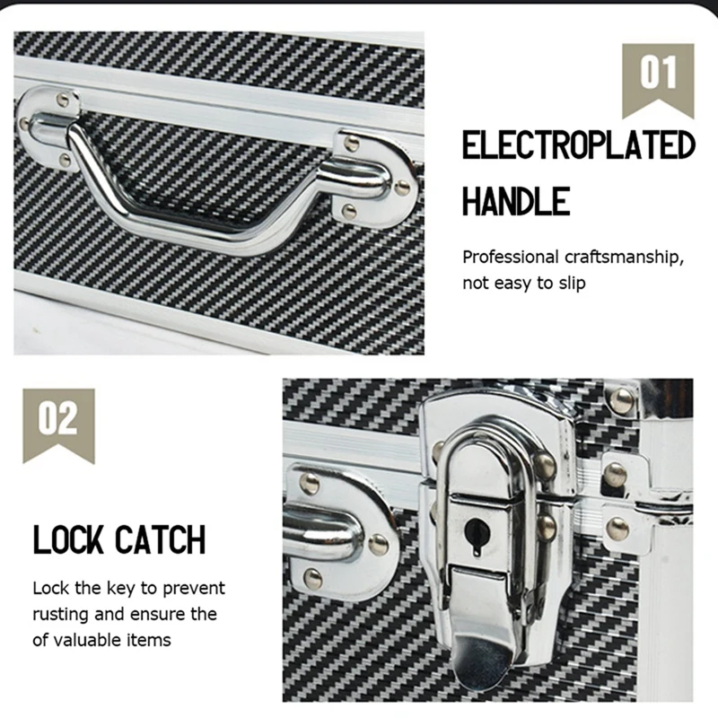 Carbon Fiber Tool Box Aluminum Tool Case Suitcase Equipment Hard Carry Bag Instrument Hard Case Portable Toolbox