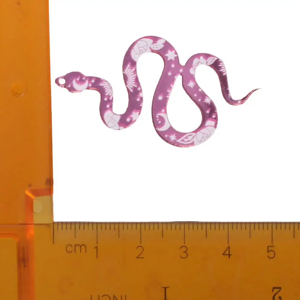 Charme acrílico com flor para fazer jóias, pingentes com cobra rosa, acessórios DIY