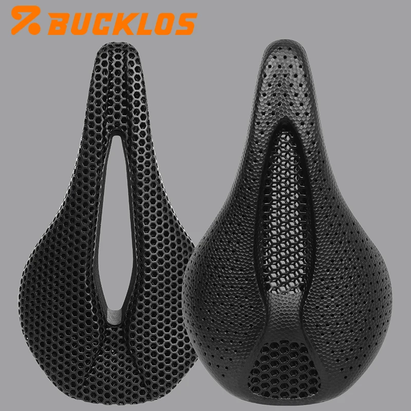 

BUCKLOS Carbon Fiber 3D Printed Saddle 143mm 155mm 3D Bicycle Seat Cushion Full Carbon Road Mountain Bike Seat