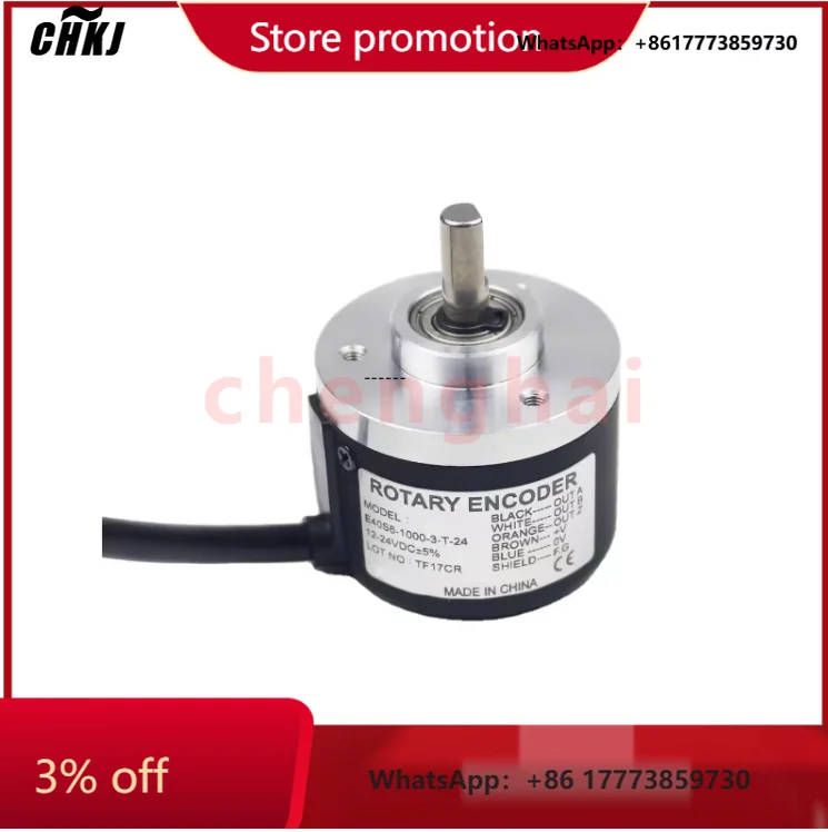 

CHKJ-2025NEWEncoder E40S6-1000-3-T-24 6mm Soilid Shaft DC 24V 1000ppr Optical Encoder 40 mm Incremental Rotary Encoder
