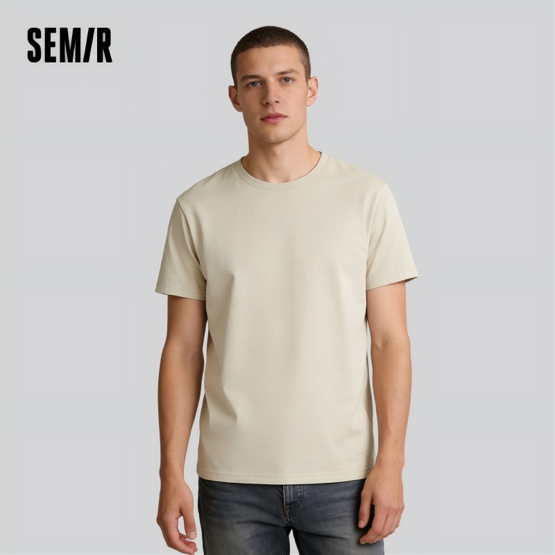  Semir Short Sleeve T-Shirt Men Pure Cotton Bottoming Shirt 2026 New Spring Solid Color Inner Layer Top Versatile White T-Shirt 