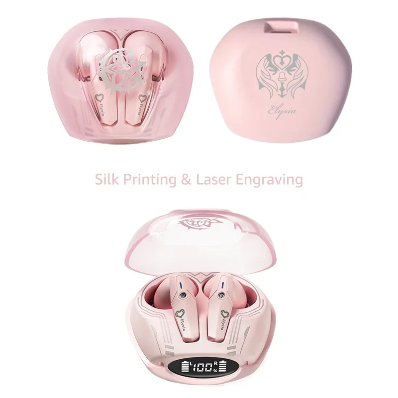 Honkai Impact 3 Headphones Cute Elysia Customized Pink Bluetooth 5.3 Headset Earphones Bluetooth Wireless Gift Package