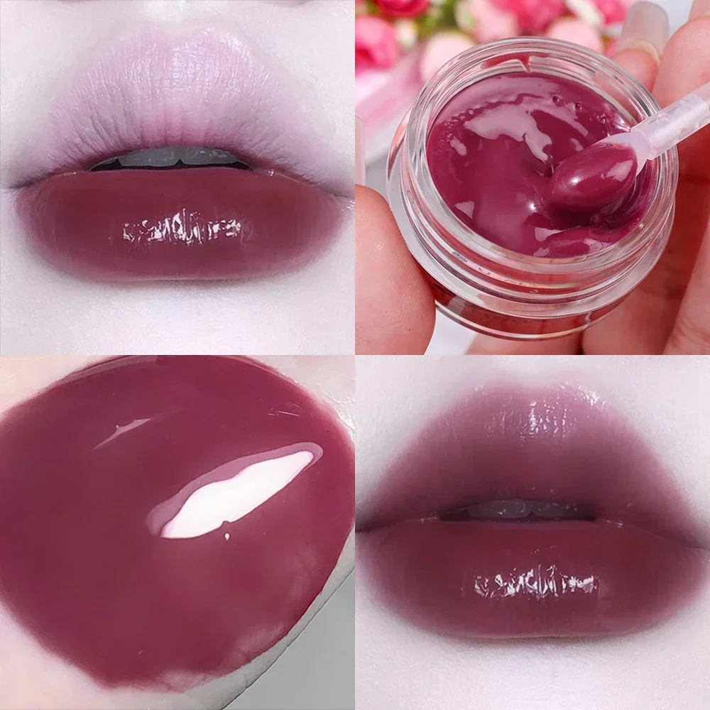 Brillo de labios enlatado de 8 colores, lápiz labial de humedad de larga duración, cosmético, mejilla, doble uso, brillo de labios rojo gelatinoso, maquillaje de tinte de labios