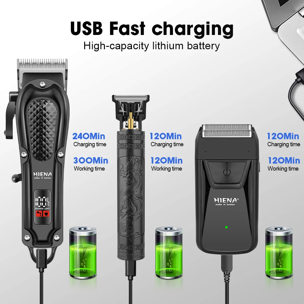 Maszynka do strzyżenia włosów Akumulatorowe maszynki do strzyżenia włosów dla mężczyzn, zestaw trzyczęściowy z głowicą olejową i trymerami elektrycznymi, idealne do domu