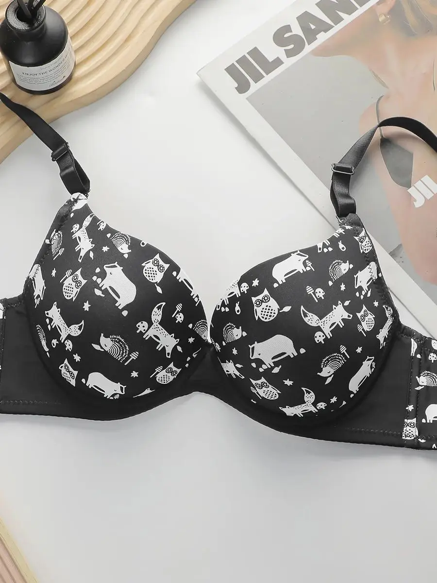 Women\'s Sexy Cartoon Design With Steel Ring Gathering Push Up Underwear Daily Casual And Comfortable Close Fitting Bra B6052