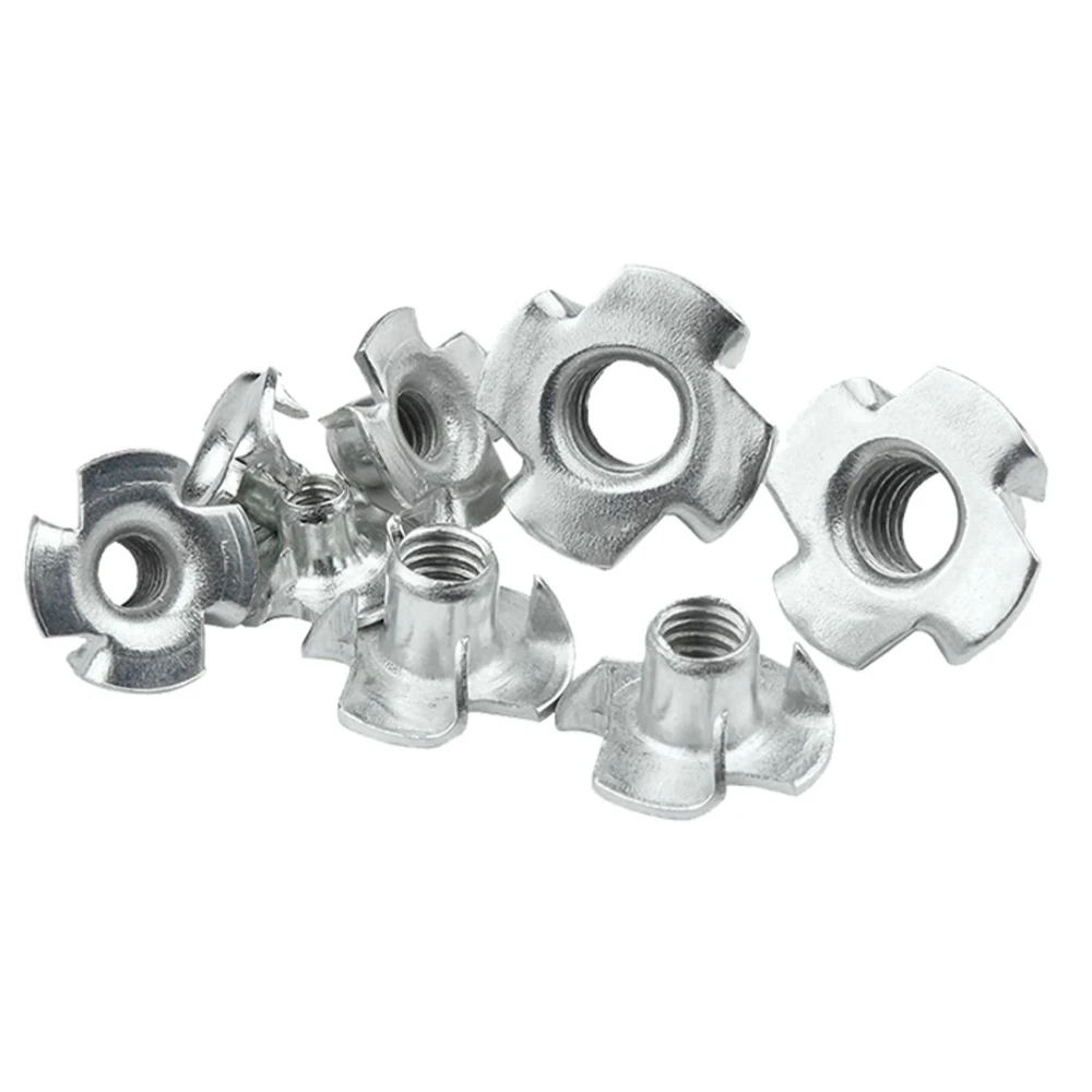 5 /10 PCS M3 M4 M5 M6 M8 M10 M12 Zinc Plated Four Claws Nut Speaker T-nut Blind Pronged Insert Tee Nut Furniture Hardware