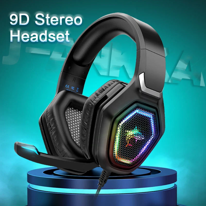 Headworn Esports Game Headphones 3.5MM Wired Noise Cancellation Headphone RGB LED 9D Stereo Headset PC Gaming Earphone With Mic