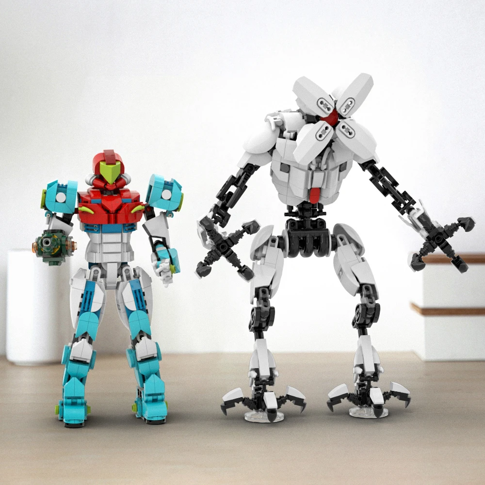 

Строительные блоки Galactic Warrior Samus MOC, робот-охотник EMMI с рукой, научный охотник за головами, сделай сам, для фанатов