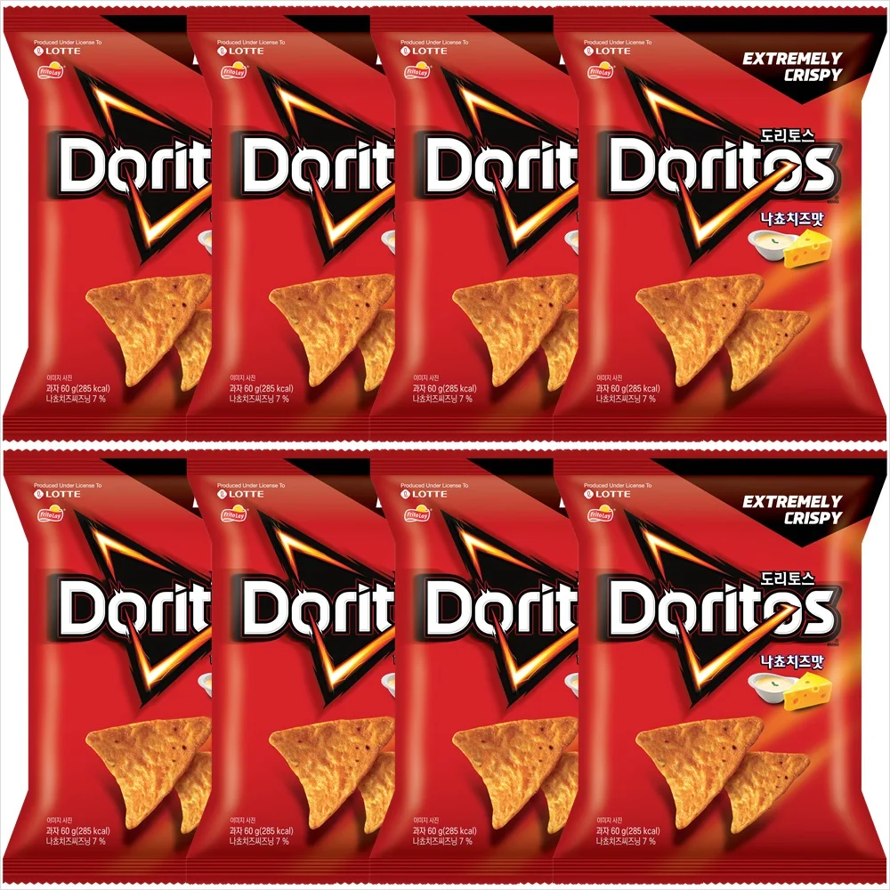 Lotte Doritos Nacho Sabor Queijo 60g X 8 (Compre 2 Juegos y Obtenga 1000 Ganancia X Larga Vida útil)