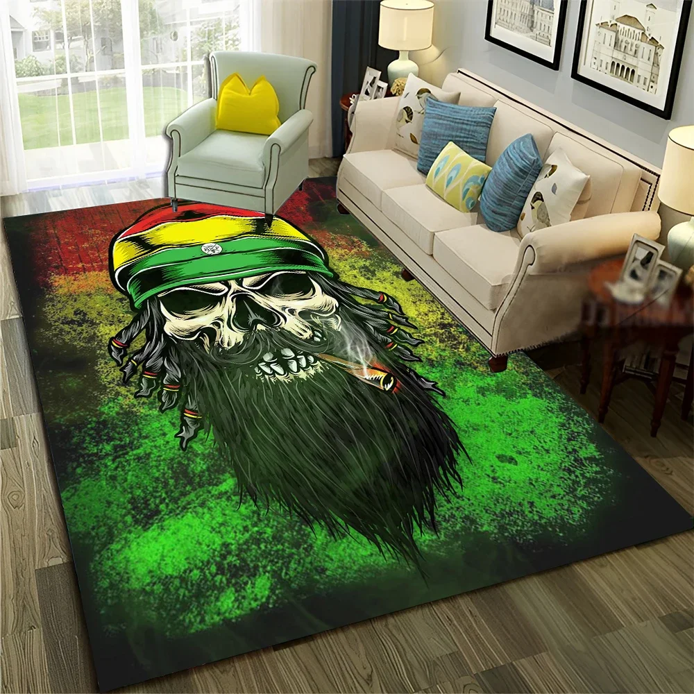 

Smoke Maple Weed Plants Green Death Skull Carpet Rug for Home Living Room Bedroom Sofa Doormat Decor,Area Rug Non-slip Floor Mat