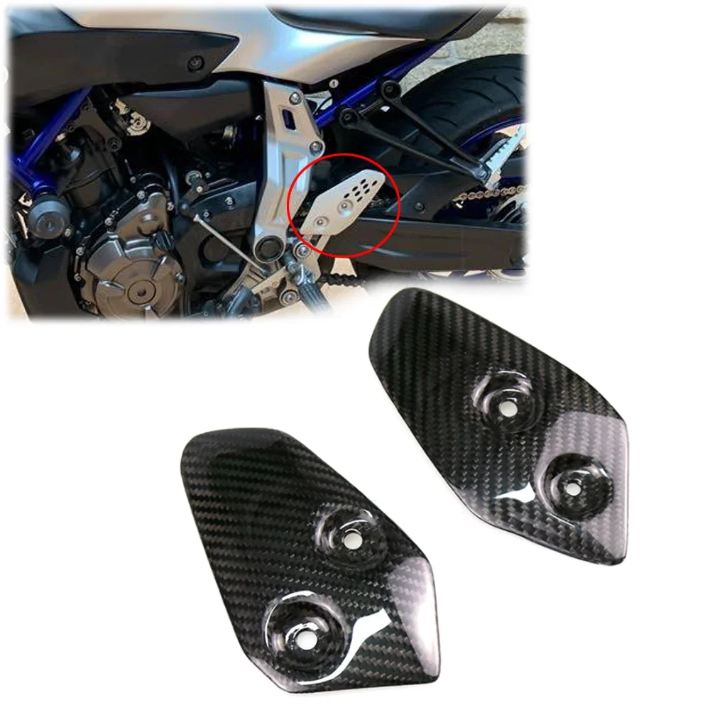 

Motorcycle Carbon Fiber Rearset Heel Guard Plates Covers Foot Rests Protection for MT 07 FZ 07 FZ07 MT07 2013 - 2018