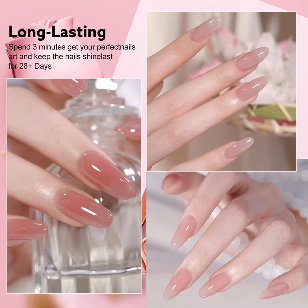 CANNI TPO-freies Schnell-Aufbau-Nagelgel in Flasche, Jelly Nude, halbtransparente Farbe, 9ml, ablösbares UV-LED-Formgel – Detail 22