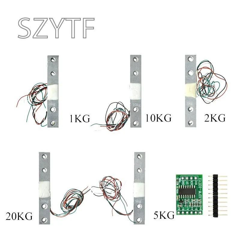 Load Cell 1KG 2KG 5KG 10KG 20KG HX711 AD Module Weight Sensor Electronic Scale Aluminum Alloy Weighing Pressure Sensor YZC-133