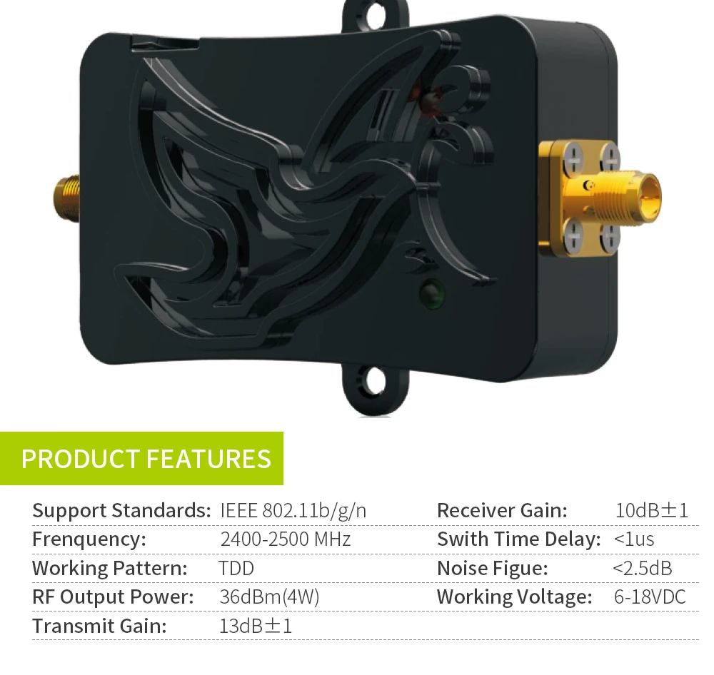 EDUP AB051 10W 2.4GHz信号ブースター 大範囲WLANカバレッジ 40dBm 802.11b/g/n 高線形増幅 安定した伝送速度