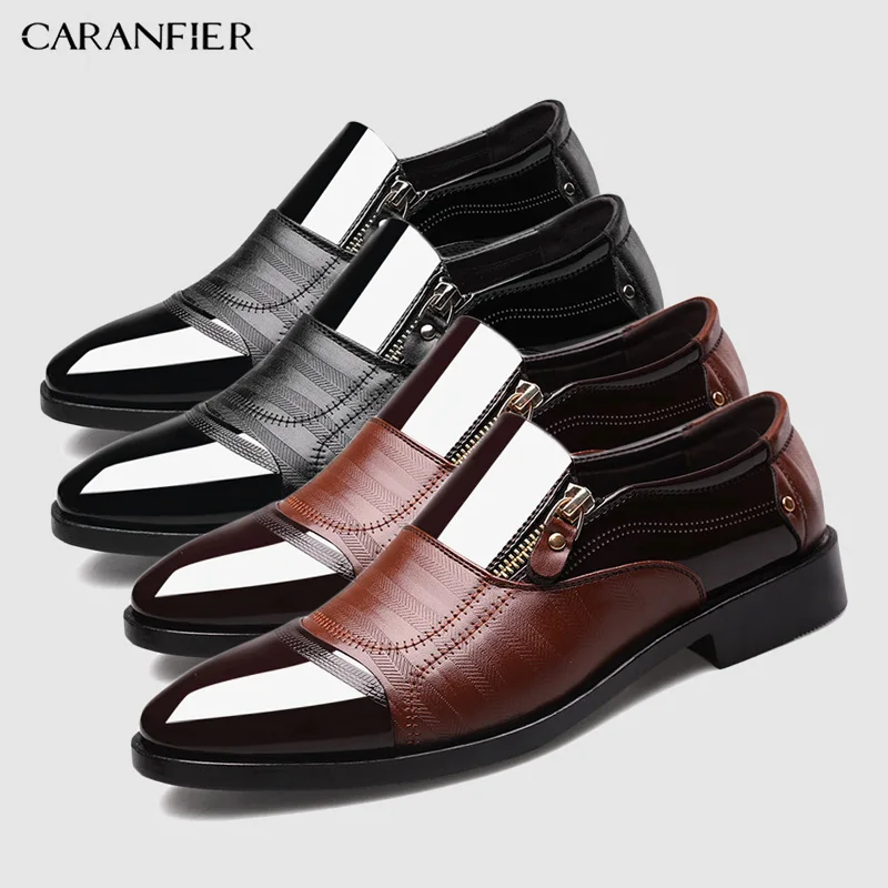 CARANFIER Zapatos formales italianos negros, mocasines para hombre, vestido de boda, charol Clarks, Oxford de imitación para hombre, Zapato de cuero