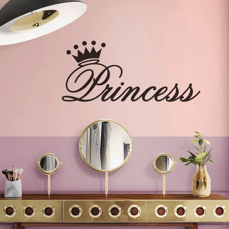 Modern Style Princess Crown Wall Sticker For Girl Baby Room Bedroom Home Decoration Art Decals Bedside Stickers Wallpaper Decal