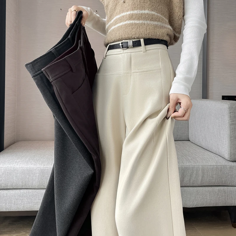 

Костюмные брюки до щиколотки, женские широкие брюки с высокой талией, элегантные офисные женские брюки, рабочая одежда, корейские модные брюки с карманами