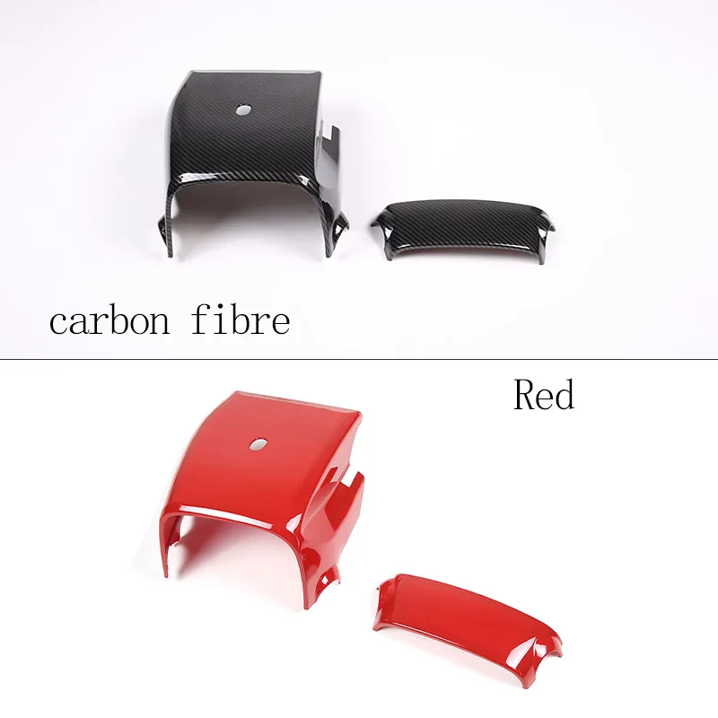 ABS Red/Carbon Fber For Toyota Tundra Sequoia 2022-2025 Car Steering Wheel Steering Column Protective Cover Interior Accessories