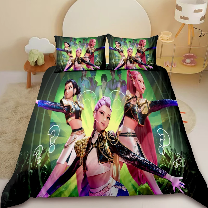 

KPop охотники на демонов, комплект пододеяльников, детский комплект постельного белья, мягкий и удобный с наволочкой, декор для спальни Queen King