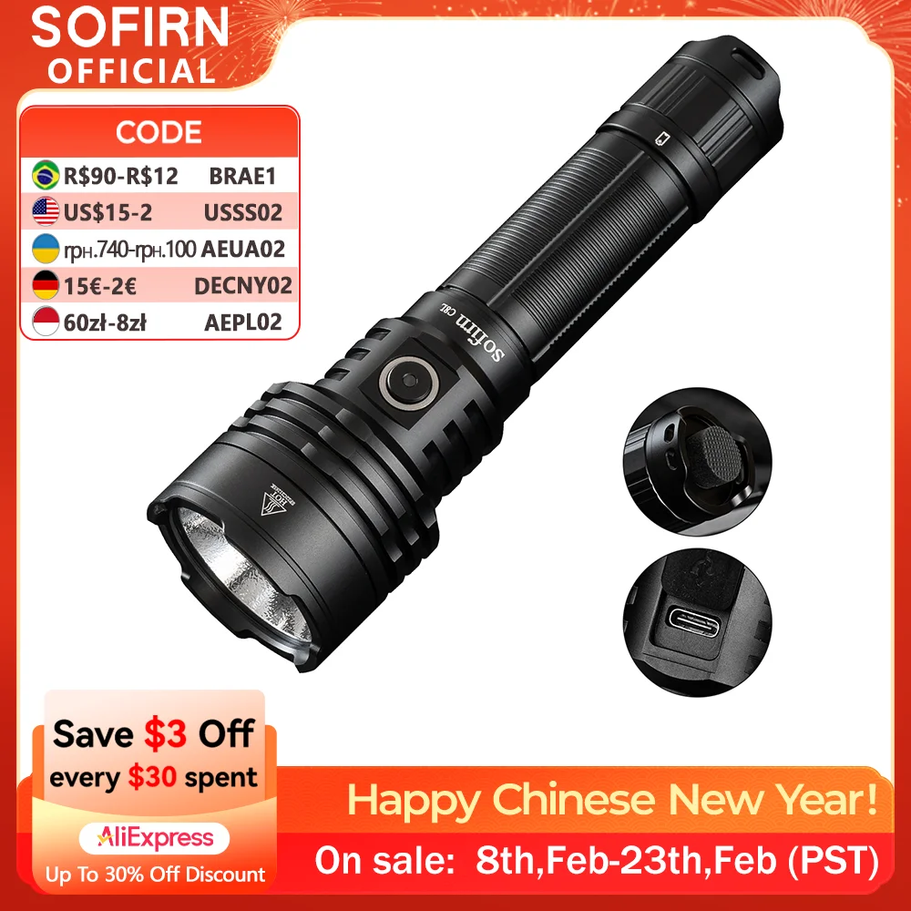 Sofirn C8L 21700 Đèn Pin Mạnh Mẽ Chiến Thuật 3100lm XHP50D HI Đèn Pin LED EDC Sạc Type C Săn Bắn Lồng Đèn
