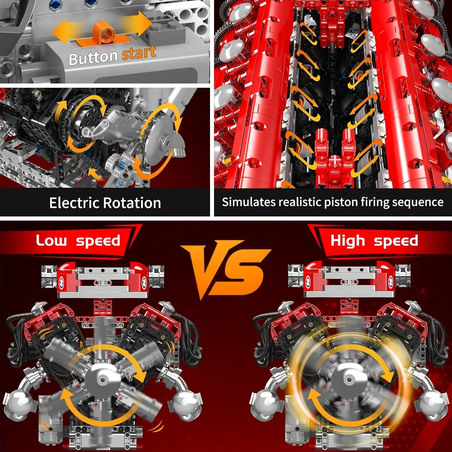 Schimmel Koning 10169 Technologie Auto V12 Motor Motor Bouwstenen Supercar Benzinemotor Kits Speelgoed Collectie Gift