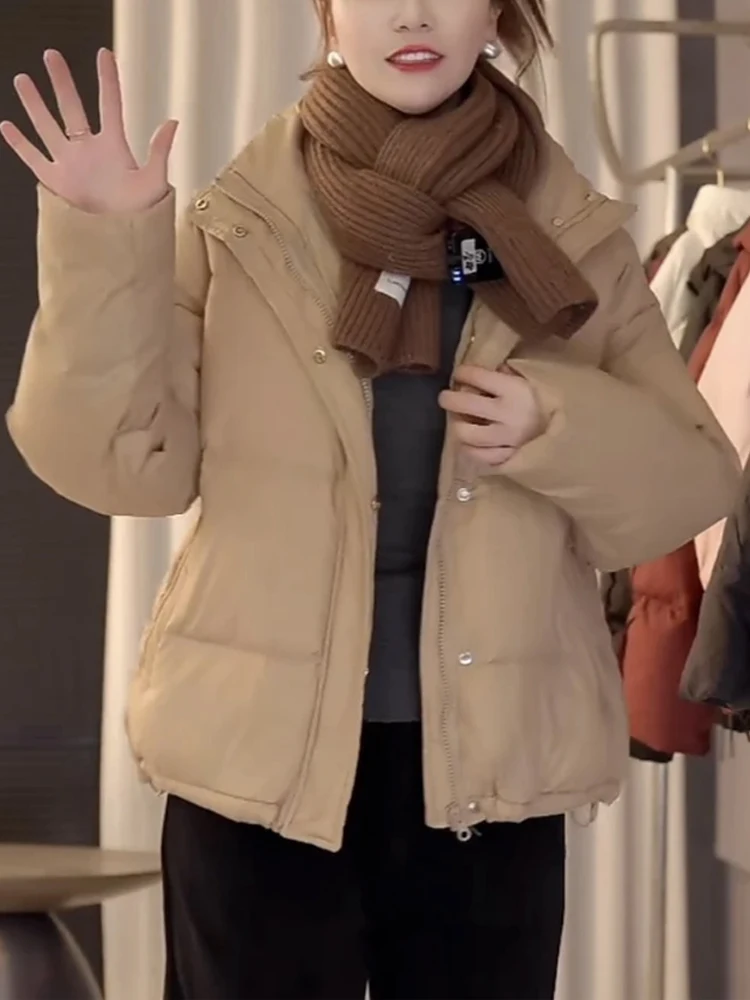 

Женская укороченная свободная куртка из хлопка с воротником-стойкой, утепленная, в корейском стиле, модная, осенне-зимняя, новинка