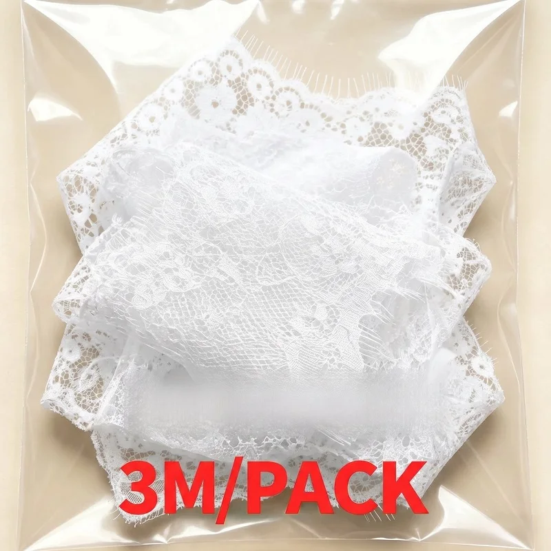 (3 meters/lot) 130mm White Black lace fabric Sewing Garment Ribbon Wedding Dress Fabric
